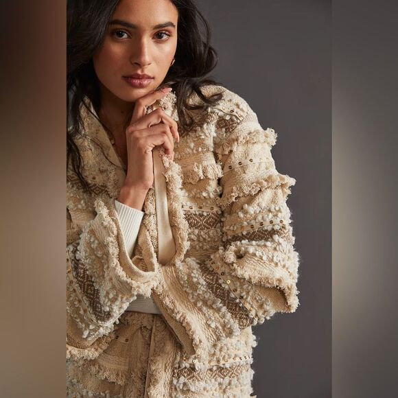 DOLAN Collection Anthropologie Fringed Textured Jacket Medium - Picture 5 of 8